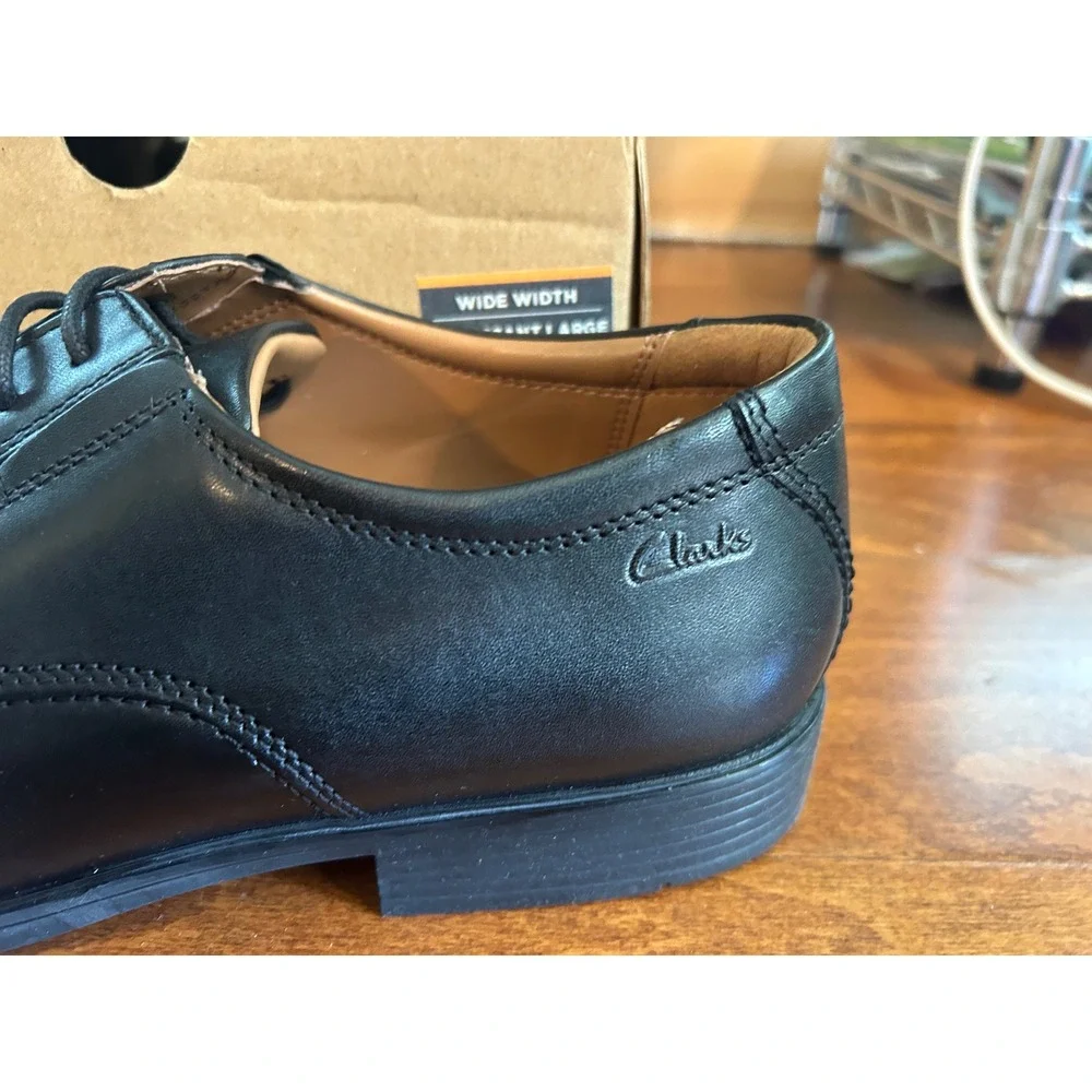 Clarks Men's‎ Tilden Plain Oxford Dark Black Lace Up Dress Shoe NEW US 10.5 W